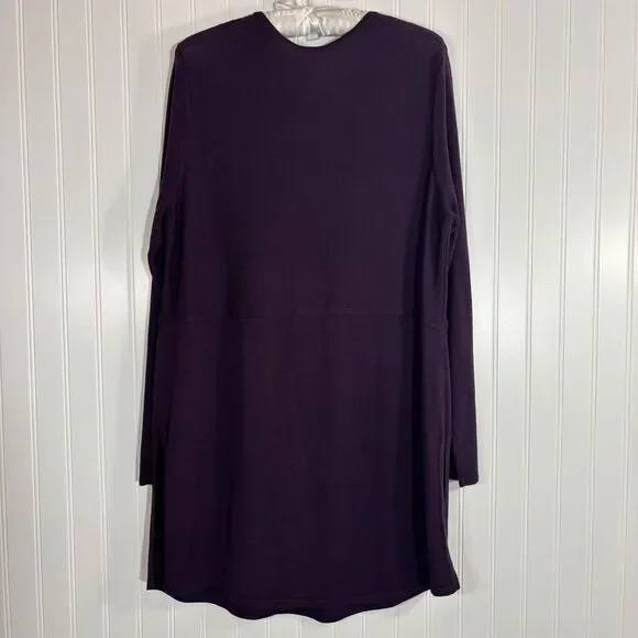 J. Jill Womens Wool Blend Knit Grace Tunic Sweater Size M Purple Side Slits NEW - Picture 2 of 12